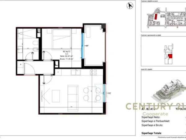 Dhermi - Palase, shes apartament 1+1+Aneks+Ballkon Kati 1, 71 m² (VILLAGE SQUARE, DHERMI)