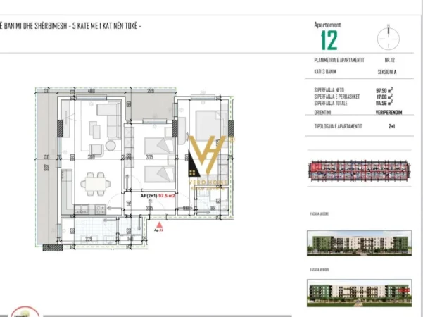 Tirane, shitet apartament 2+1+Ballkon Kati 3, 114 m² 90.000 € (BATHORE)