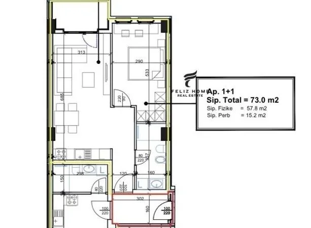 Tirane, shitet apartament 1+1+Ballkon Kati 5, 73 m² 120.000 € (KOMPLEKSI TURDIU)