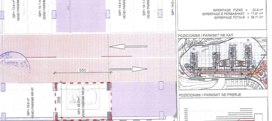 Tirane, shitet garazh | post parkimi Kati -1, 39 m² (Rezidenca Kodra e Diellit)
