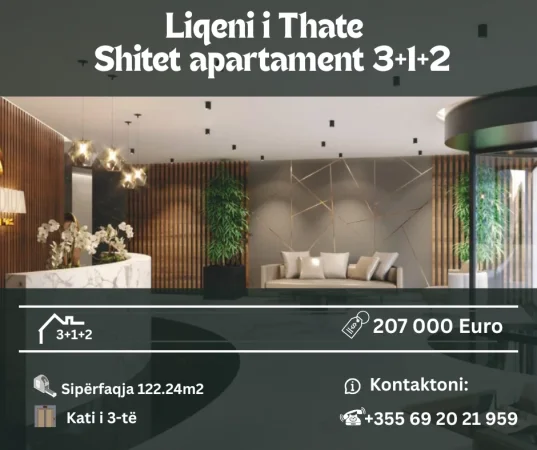 Tirane, shitet apartament 3+1+Aneks+Ballkon Kati 3, 122 m² 207.000 € (Hamdi garunja)