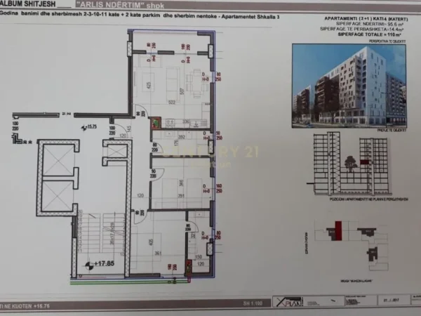 Tirane, shes apartament 2+1+Aneks+Ballkon Kati 4, 111 m² 297.000 € (Sq21)