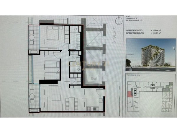 Tirane, shes apartament 3+1+Aneks+Ballkon Kati 17, 125 m² (Lion Residence 2)