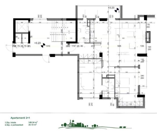 Tirane, shitet apartament 2+1+BLK Kati 1, 149 m² 268.812 Euro (mjull bathore)