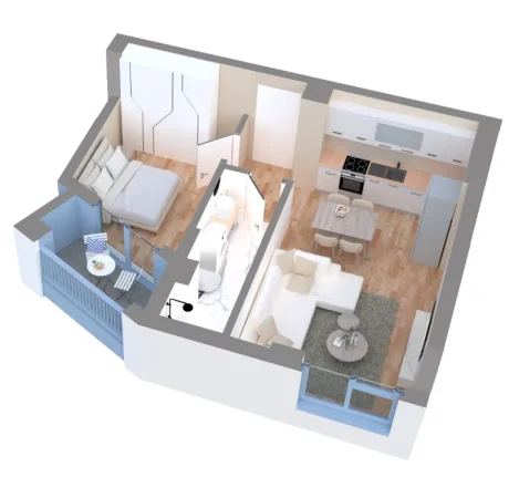 Tirane, shes apartament 1+1+Ballkon Kati 2, 56 m² 85.000 € (Dalip Topi,Linze)