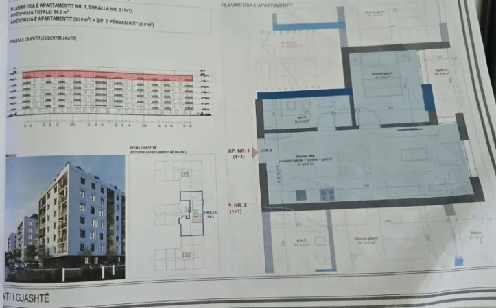 Durres, shitet apartament 1+1+Ballkon Kati 6, 58 m² 63.800 € (Golem)