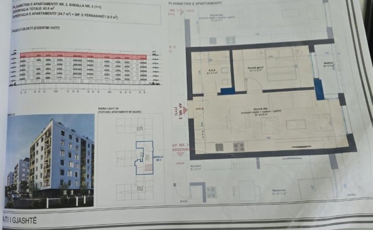 Durres, shitet apartament 1+1+Ballkon Kati 6, 64 m² 69.960 € (Golem)