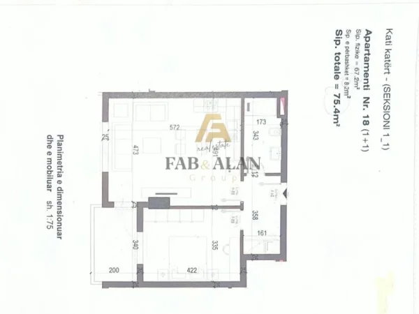 Tirane, shitet apartament 1+1 Kati 4, 75 m² 64.000 € (Kamez)