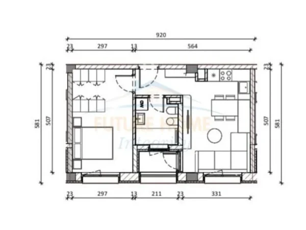 Tirane, shitet apartament 1+1+Ballkon Kati 8, 60 m² 90.000 € (Ali Demi, Kompleksi Kadiu)