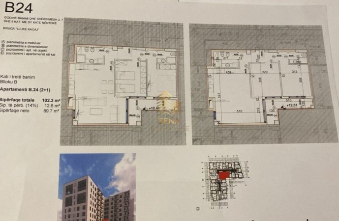 Tirane, shitet apartament 2+1+Ballkon Kati 3, 102 m² 154.000 € (Rruga e Dibres, pas spitalit Amerikan 2)