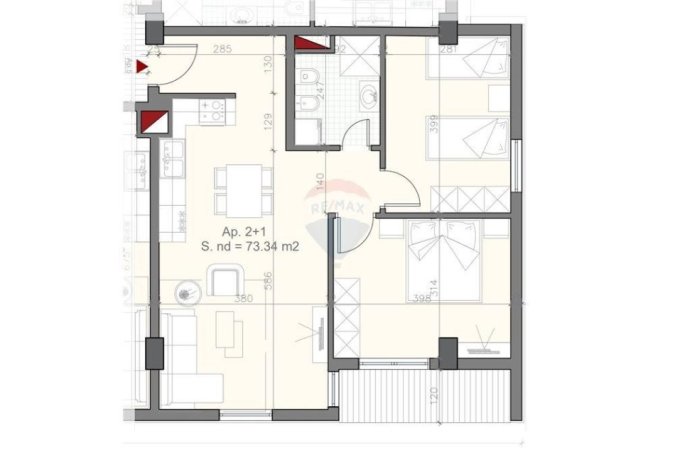 Tirane, shitet apartament 2+1 Kati 8, 84 m² 97.000 € (autostrade tirane durres)