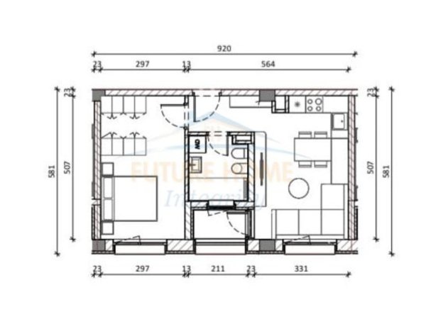 Tirane, shitet apartament 1+1 Kati 8, 53 m² 90.000 € 