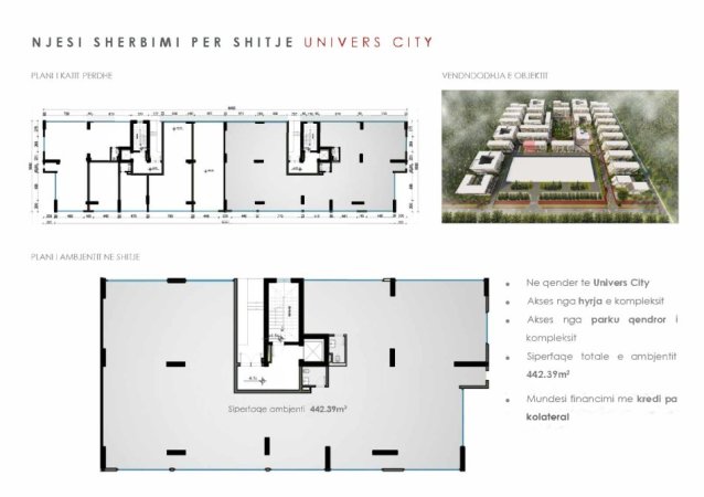 Tirane, shitet ambjent biznesi Kati 0, siperfaqe102 m² çmimi 3000 euro/m2(KOMPLEKSI RESIDENCIAL UNIVERS CITY)