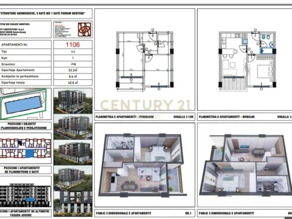 Durres, shitet apartament 1+1 Kati 5, 60 m² 66.880 € (GOLEM)