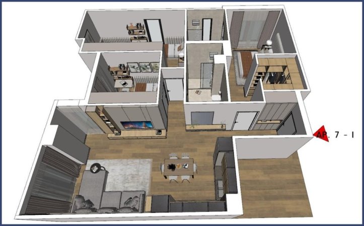 Tirane, jepet me qera apartament 3+1+Ballkon Kati 7, 134 m² 2.200 € (Rruga Faik Konica)