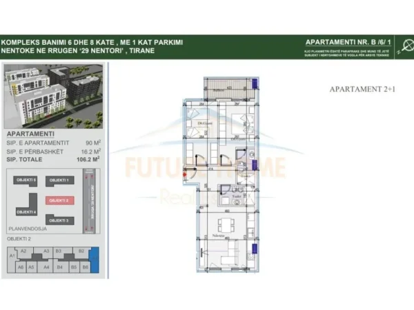 0683487469  Tirane, shitet apartament 2+1+Ballkon Kati 6, 106 m² 132.750 € (Tirana Entry 2)