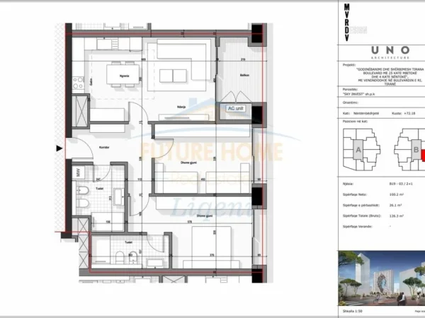 Shitet, Apartament 2+1+2, Tirana Boulevard, Bulevardi i Ri, Tiranë.