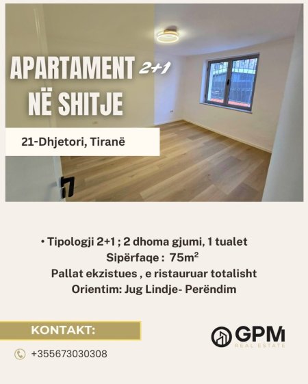Tirane, shitet apartament 2+1 Kati 2, 75 m² 188.000 € (21 Dhjetori)