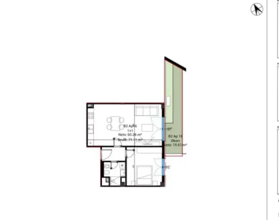 Dhermi, shitet apartament 1+1+Ballkon Kati 1, 72 m²