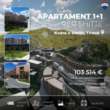 Tirane, shitet apartament 1+1 , 63 m² 103.514 € 