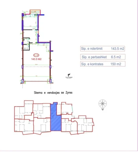 Tirane, jepet me qera zyre Kati 10, 144 m² 2.200 € (BLLOK)