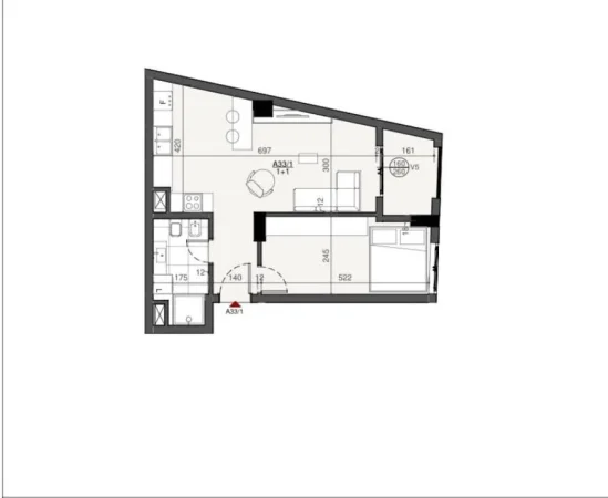 Tirane, shes apartament 1+1+Ballkon Kati 3, 70 m² 156.000 € (stacioni i trenit)