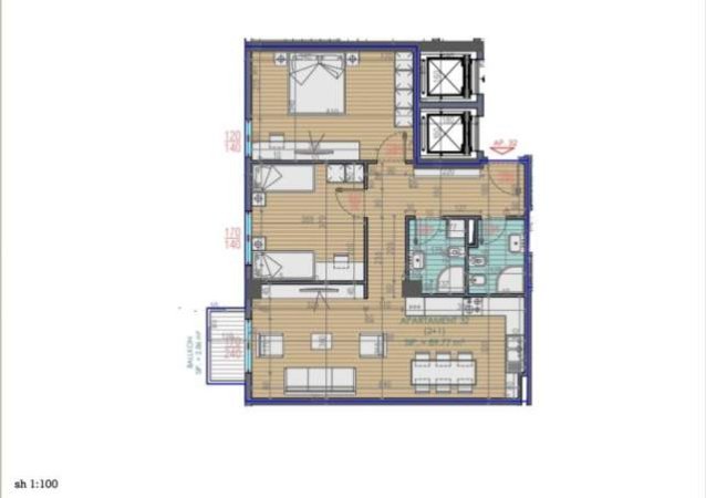 Tirane, shes apartament 2+1 Kati 10, 103 m² 128.000 Euro (Unaza e re)