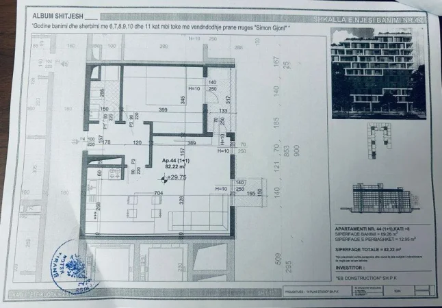 Tirane, shitet apartament 1+1+Ballkon Kati 8, 82 m² 115.000 € (FUSHA E AVIACIONIT)