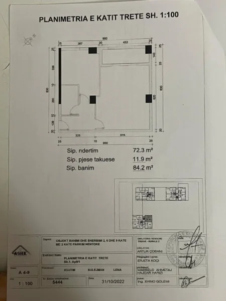 Tirane, shitet apartament 1+1 Kati 3, 84 m² 120.000 € (Yzberisht)