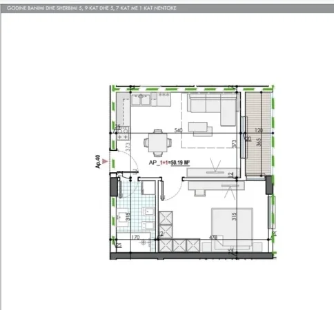 Tirane, shitet apartament 1+1+Ballkon Kati 3, 59 m² 45.000 € (Mehillaj Kamez)