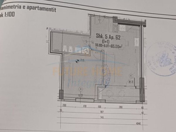 Tirane, shitet apartament 1+1+Ballkon Kati 6, 65 m² 97.500 € (Dogana, Akses Tirana)