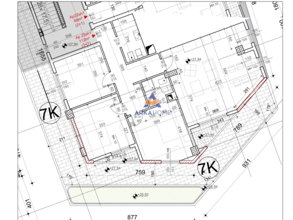 Tirane, shitet apartament 3+1 Kati 7, 131 m² 400.000 € (PRANE UNIVERSITETIT MESDHETAR)