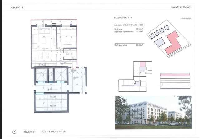 Tirane, shes apartament 1+1 Kati 4, 79 m² 1.100 Euro/m2 (Sauk)