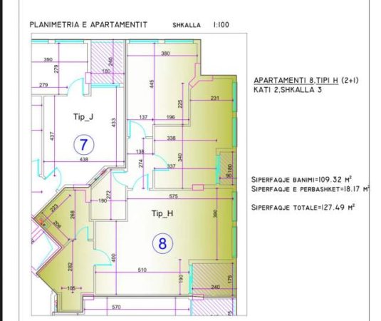 Tirane, shes apartament 2+1 Kati 3, 114 m² 180.000 Euro (Rruga e Kavajes)