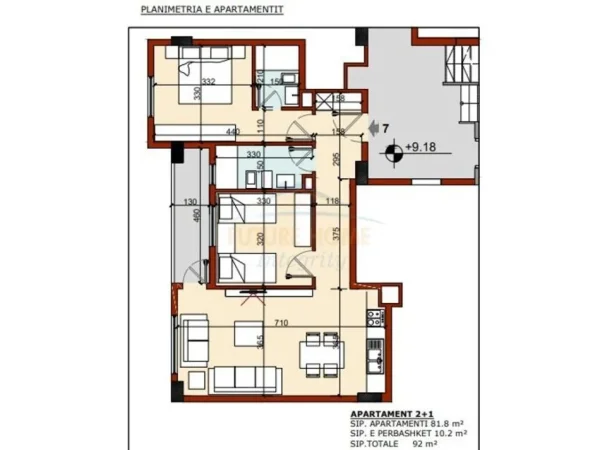 Tirane, shitet apartament 2+1 Kati 2, 92 m² 199.000 € 
