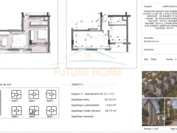 Tirane, shitet apartament 1+1+Ballkon Kati 5, 70 m² 94.140 € (Rruga 5 Maji)