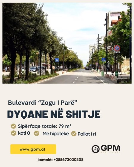 Tirane, shitet dyqan Kati 0, 79 m² (Bulevardi Zogu i Pare)