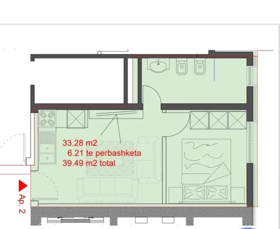 Tirane, shitet apartament 1+1 , 63.000 € (Fusha aviacionit)