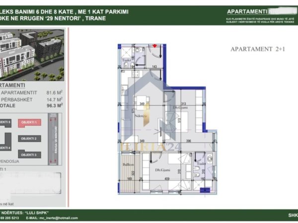 Tirane, shitet apartament 2+1 Kati 3, 82 m² 120.375 € 