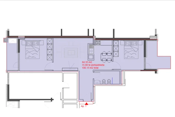 Tirane, shitet apartament 2+1 Kati 2, 100 m² (Fusha aviacionit)