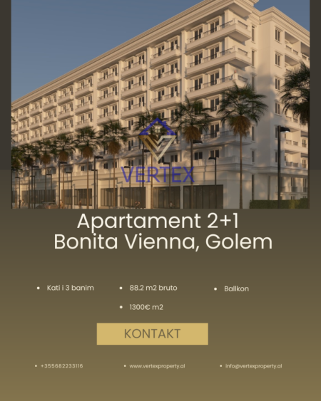 Golem, shitet apartament 2+1+Ballkon Kati 3, 88 m² 114.660 € (Rruga Viena, Golem)