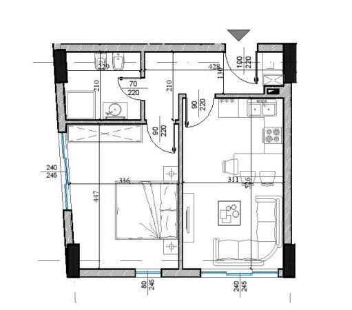 Tirane, shitet apartament 1+1+BLK Kati 1, 55 m² 83.400 Euro (Shkolla e kuqe)