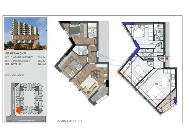 Tirane, shitet apartament 2+1+Ballkon , 96 m² 183.160 € (Rruga Dritan Hoxha, Tirane)