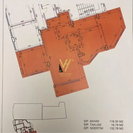 Tirane, shitet apartament 3+1+Ballkon Kati 5, 133 m² 166.500 € (FRESKU)