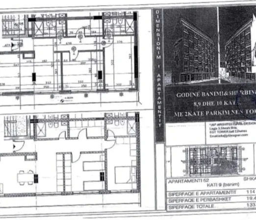 Tirane, shes apartament 3+1 Kati 9, 134 m² 150.000 € (Xhamlliku)
