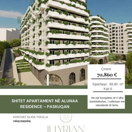 Tirane, shitet apartament 1+1 , 70 m² 70.860 € (Alunaa Residence – Paskuqan)
