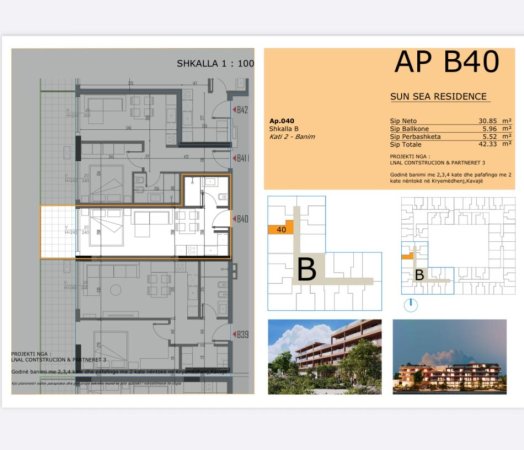 Golem, shitet apartament 1+1+Ballkon Kati 2, 42 m² 50.796 € (Golem)