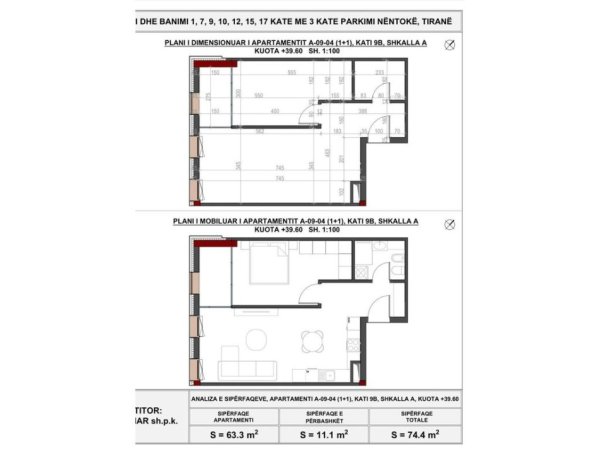 Tirane, shitet apartament 1+1 Kati 9, 74 m² 105.000 € (REZIDENCA &quot;ALUNAMAR&quot; ISH-VENUE)