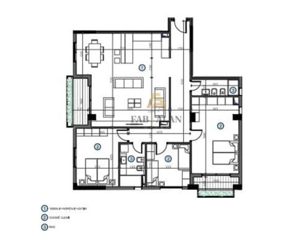 Tirane, shitet 3+1+2 Kati 8, 165 m² 454.000 € (Komuna e Parisit, Kika 2)