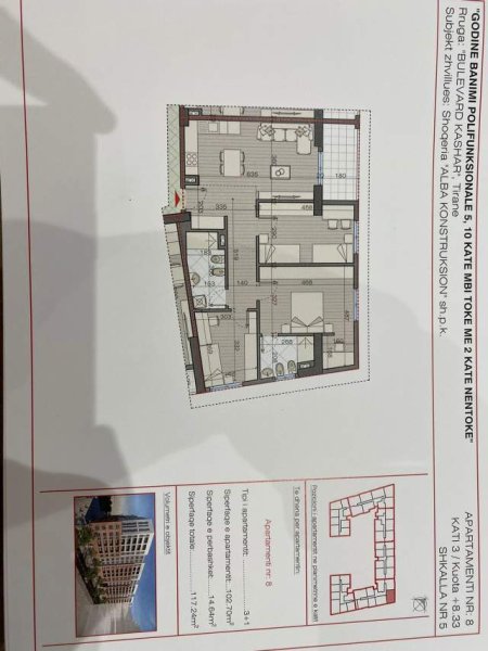 Tirane, shes apartament 1+1 Kati 3, 69 m² 850 Euro/m2 (Prane vila L)